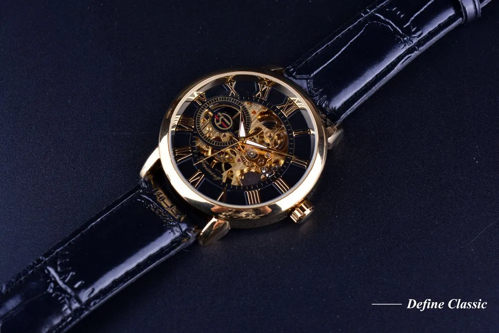 Forsining gold Skeleton Mechanical automatic movemet luxury oem men watch