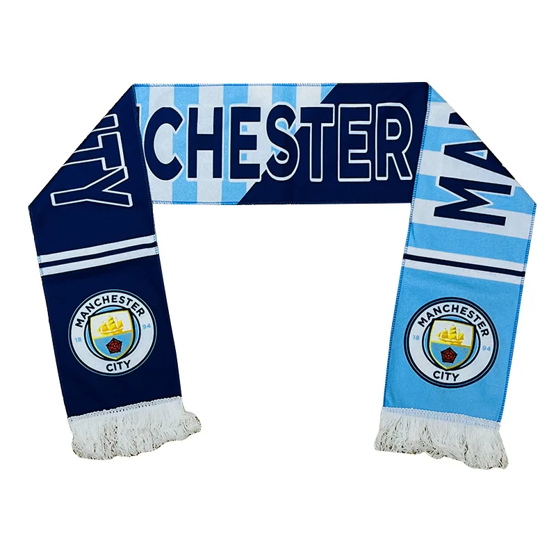 Hot Selling Customized Double Side Fan Jacquard Knitted Sports Acrylic Scarves 100% Polyester Soccer Club Football Fan Scarf