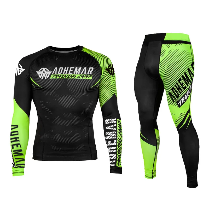 Wholesale boxing long sleeved tight fitting clothes  combat training clothes UFC Fighting Clothing customized two-piece set