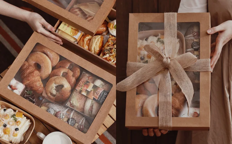 Custom Wholesale Packaging Paperboard Box with Divider for Fast food, Party cookies, Dessert, Fruit Platter, Candy, and Cake