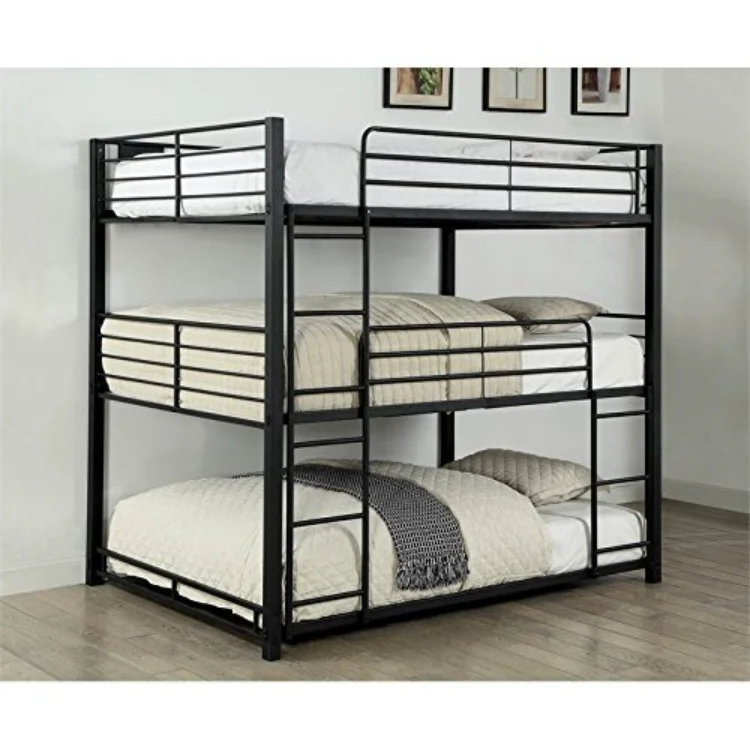 Factory Cheap Modern Dormitory Metal Triple Decker Adult Kid Child Bunk Bed For Three