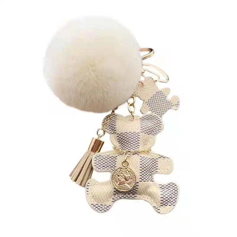 Creative cartoon old bear doll Keychain cute men and women car bag pendant Keychain small gift