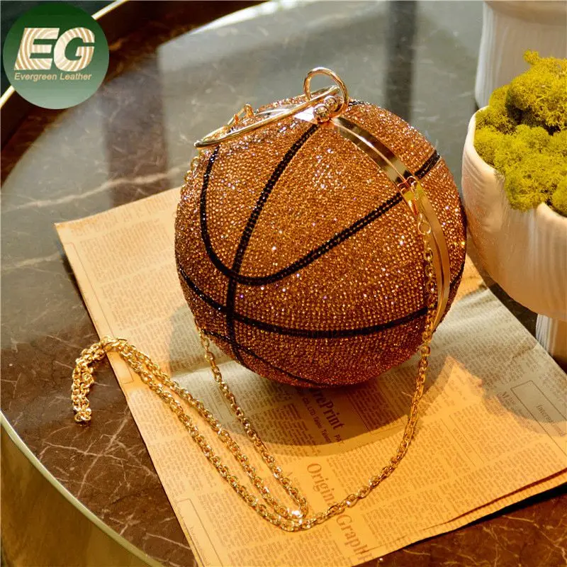 EB1371 wholesale luxury evening bag clutch party gold custom basketball crossbody fashion rhinestone bags