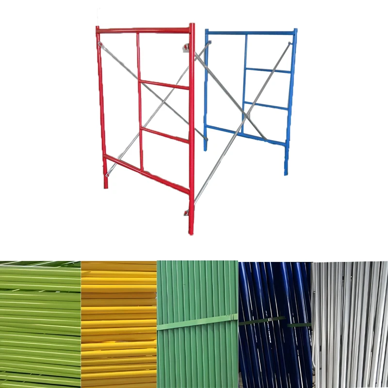 Q235 1 2 34 step ladder Stair Painted  Masonry simple Facade H  X frame Scaffolding system  For Sale  with wheels  work platform