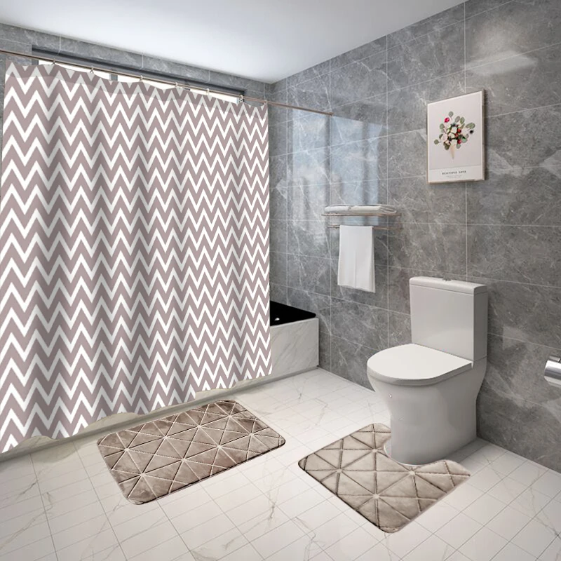 15-piece bathroom set with cushion waterproof polyester bathroom floor mats  door mat absorbent floor mat bathroom