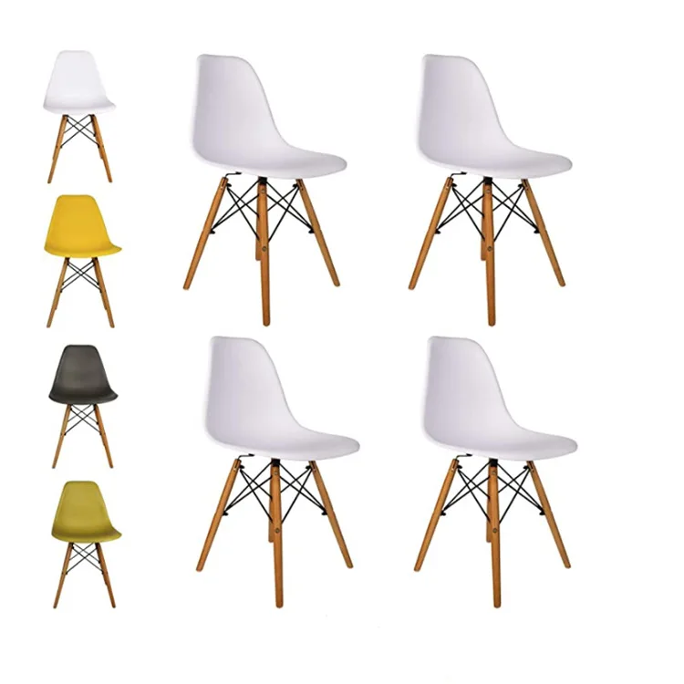Wholesale home living dining room restaurant plastic chair with solid wood legs