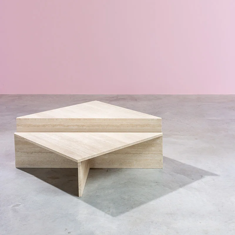 Высокий Низкий уровень высоты плинтус мрамор кафе стол 2 шт. набор мраморный чайный столик роскошный треугольный травертин