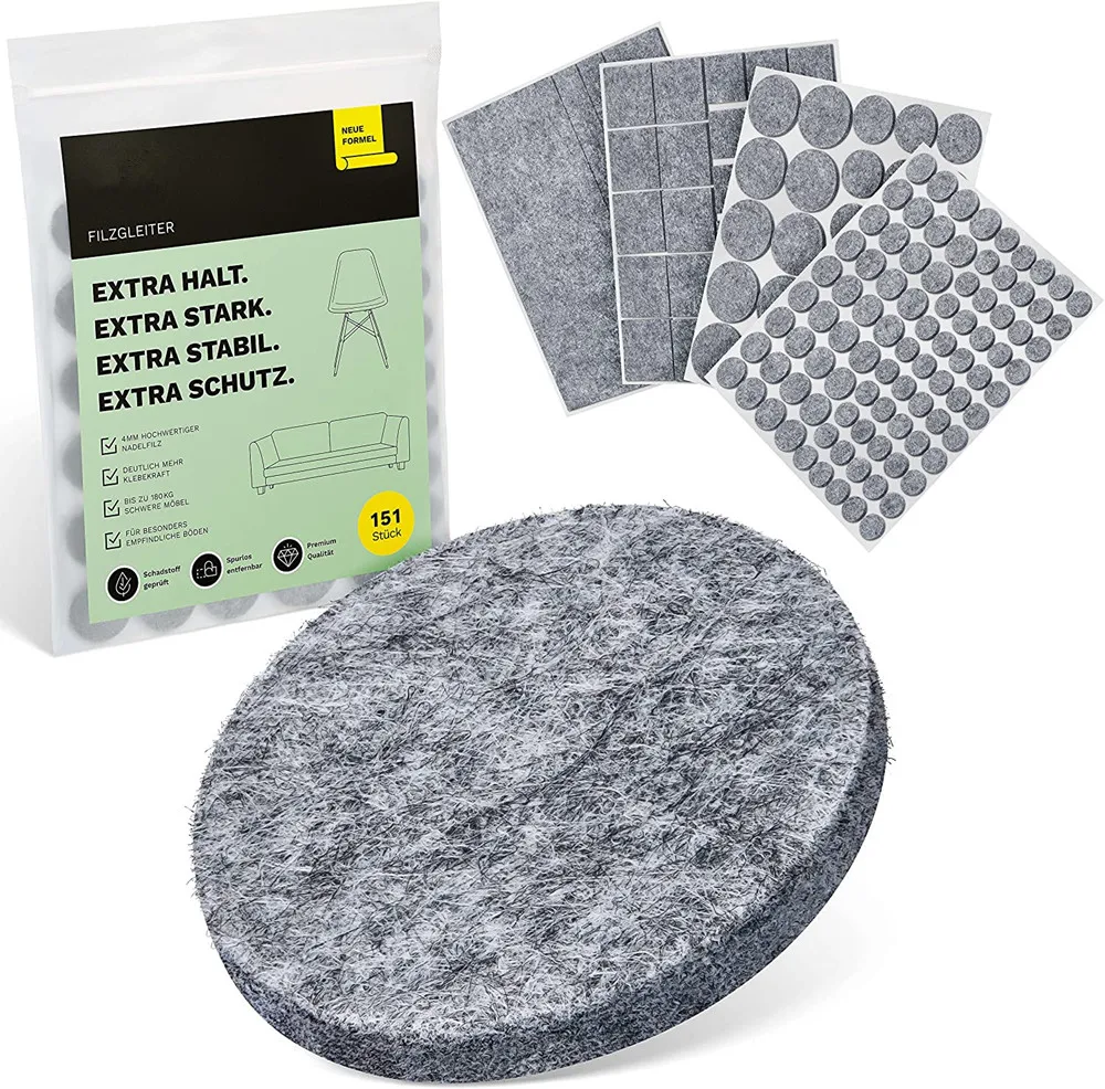 furniture pad floor protector Self-Adhesive Chair Felt Gliders 151 Pieces 4 mm Thick felt Furniture Glides for chair