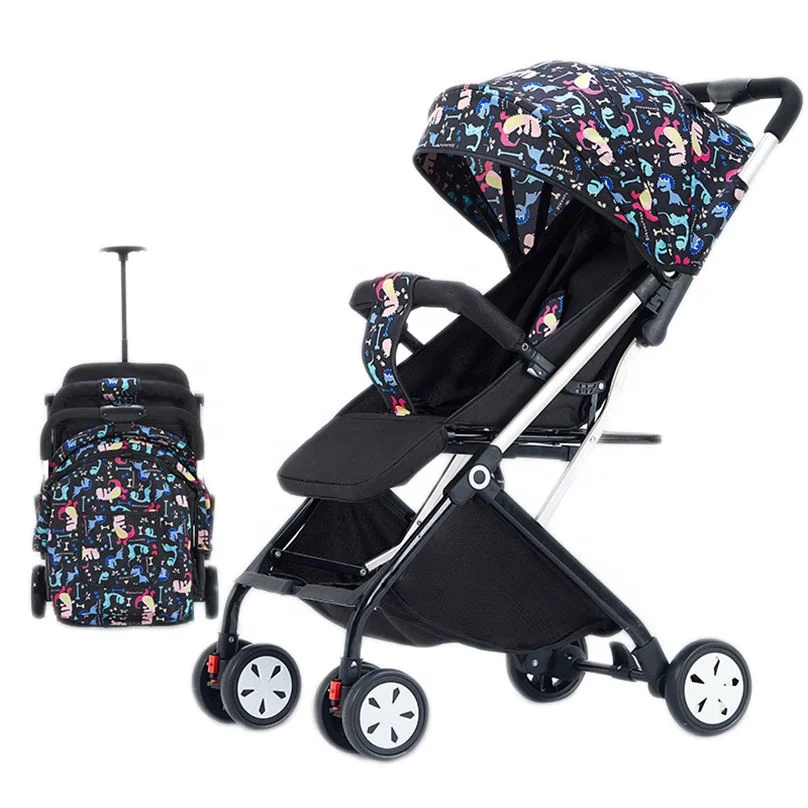 2 in 1 Pram can sit and lie down light folding umbrella car portable four-wheel shock pull rod box baby stroller