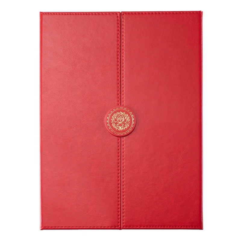 Magnetic Round Buckle Certificate Holder Envelope Vegan Leather A4 Trifold Certificate Folder Plain Diploma Cover Not Padded