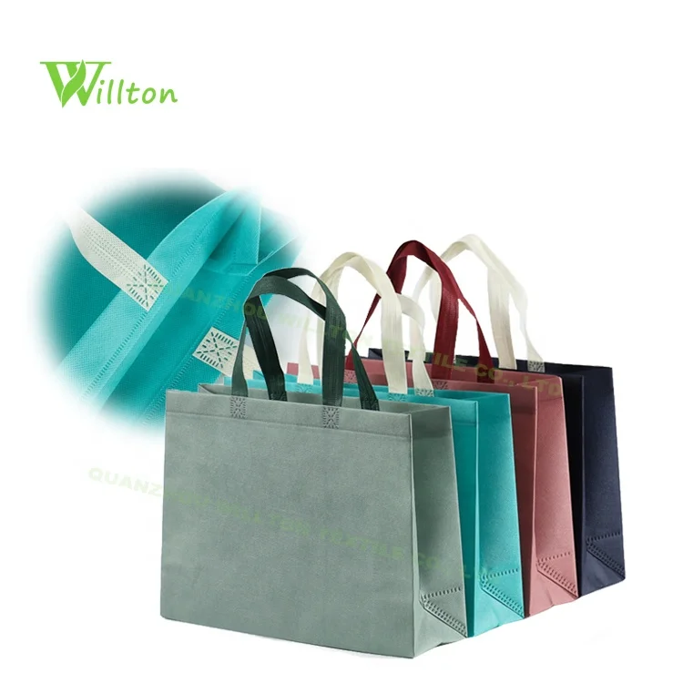 OEM Eco Nonwoven Grocery Tote Bags Promotional PP Spunbond Shopping Cloth Bag With Custom Logo Print