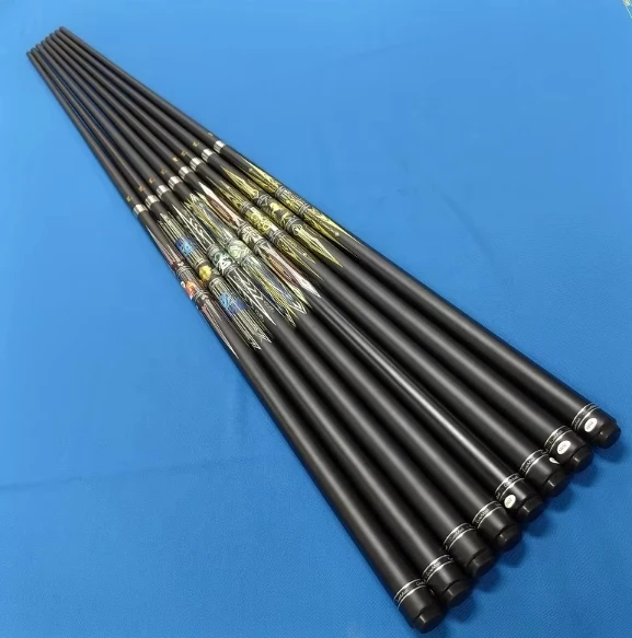 TQG-106 High-Tech Handmade Carbon Pool Cue Stick Uni-Lock Joint Stainless Steel Unique Pattern Hot Sale Factory Wholesale Price