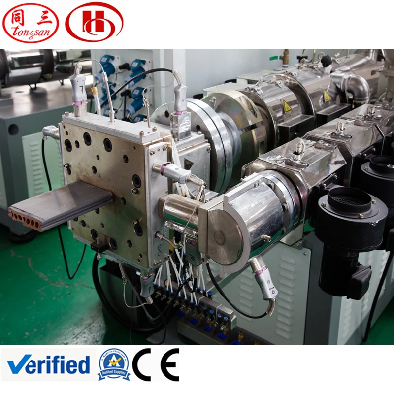 plastic extruder Tongsan CE certificated wood polymer composite extrusion machine list of equipment making WPC decking profile extruder