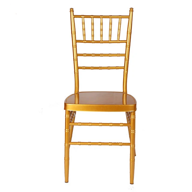 Wholesale Gold Metal Stackable Wedding Chiavari tiffany Chair with White Cushion