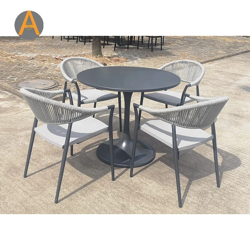 Commercial Hotel restaurant furniture Aluminum ceramic marble top garden outdoor dining table
