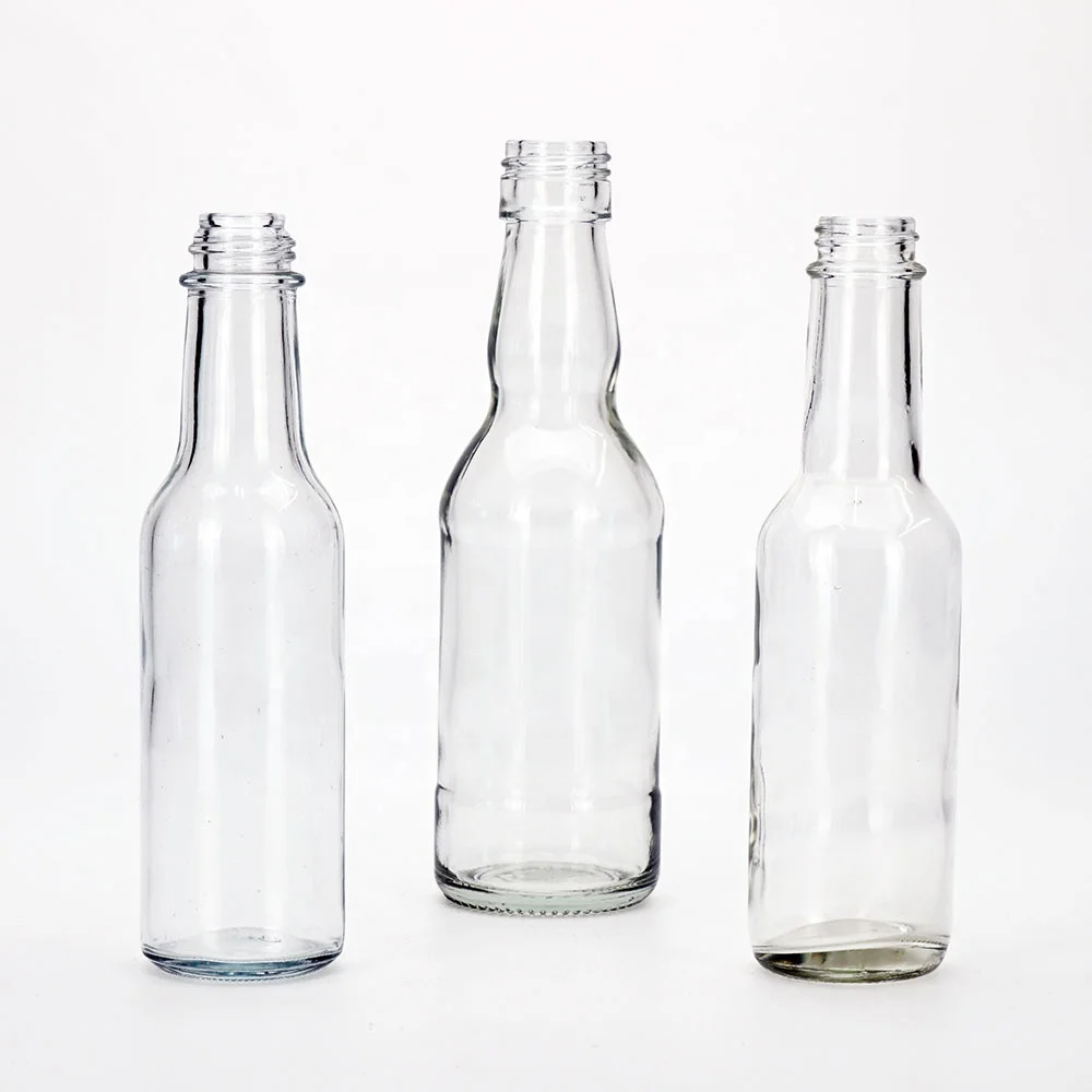 VISTA Factory 2oz 5oz 8oz 11oz 150ml clear Woozy Chili Salad ketchup Hot Sauce glass bottle with plastic lid