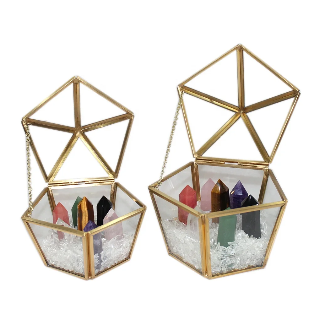 
Natural Crystal point Wand Gift Glass Box Seven Colors Raw Energy Gemstone Seven Star Array set for Healing 