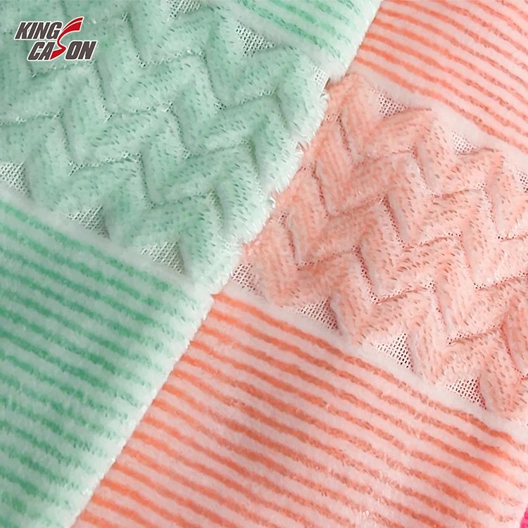 KINGCASON Chinese Factory High Quality 100% Polyester Pink Anti-filling Cation Jacquard Flannel Fleece Fabric For Home Textiles