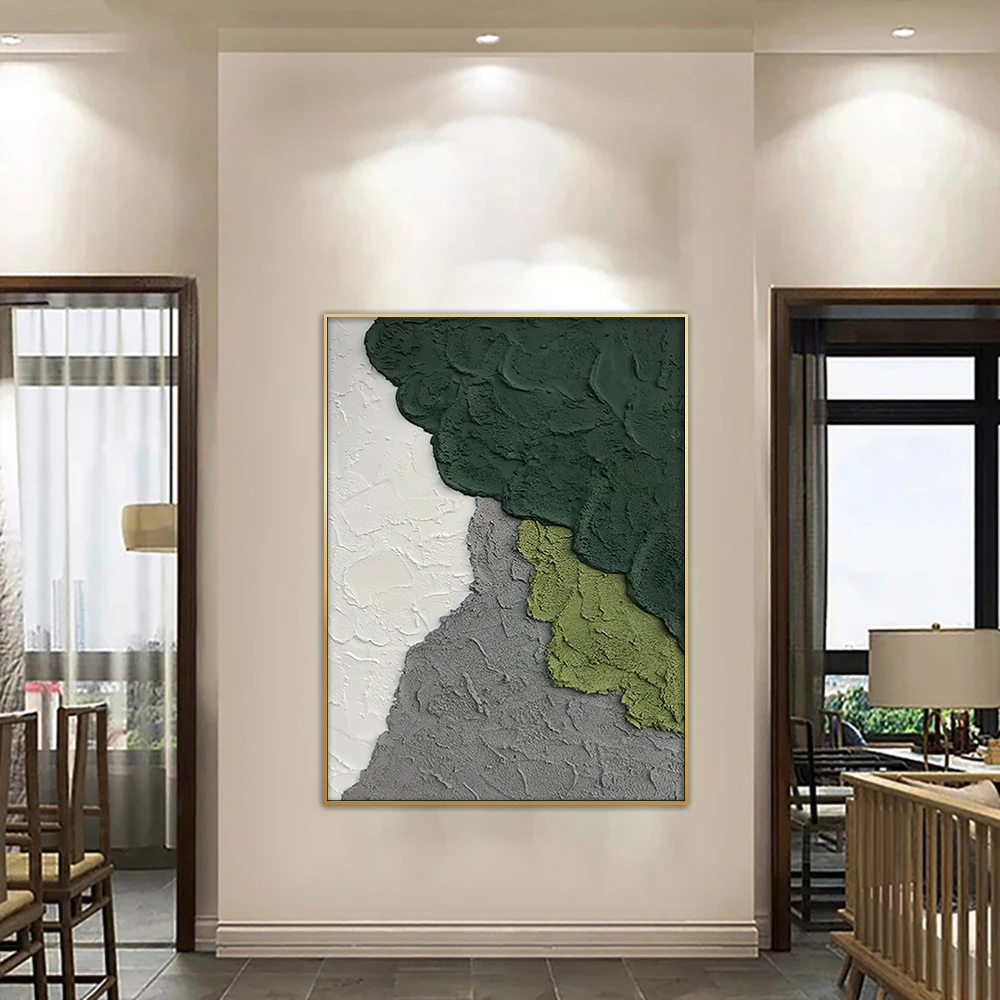 Painting oil painting study living room decoration painting three-dimensional wave porch corridor mural wabi-Sabi wind hand-pain