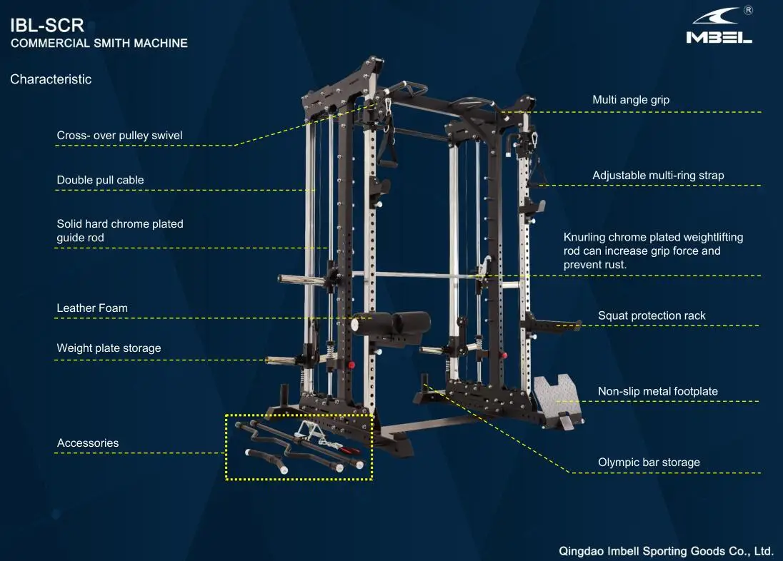 Multi Functional Home Gym Equipment Pull Up Bar Pulley Cable Smith Machine Squat Rack