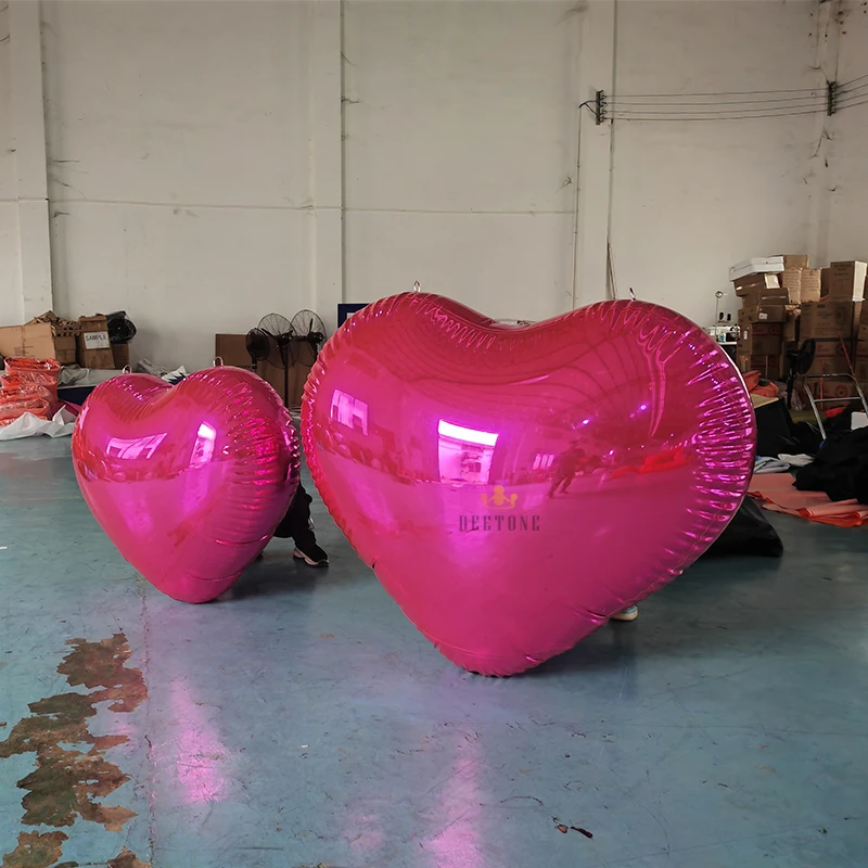 Trade Show Advertising Reflective PVC Giant Inflatable Heart Mirror Balloon Large Inflatable Mirror Heart For Decoration