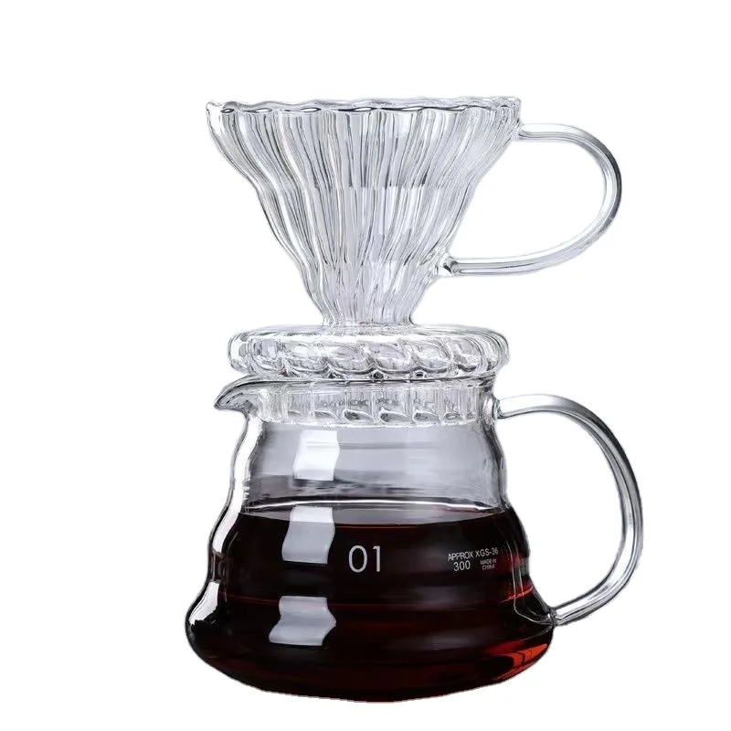 2024 borosilicate glass Coffee Pot Filter Makers Glass Pour Over Coffee Jug for Coffee Maker