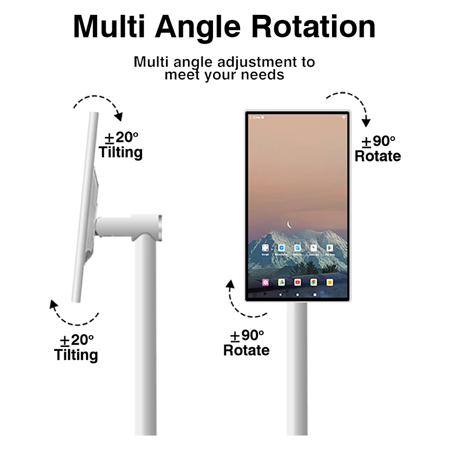 Portable android 21.5/23.8/27/32inch touch smart tv screen fitness moving display incell with battery