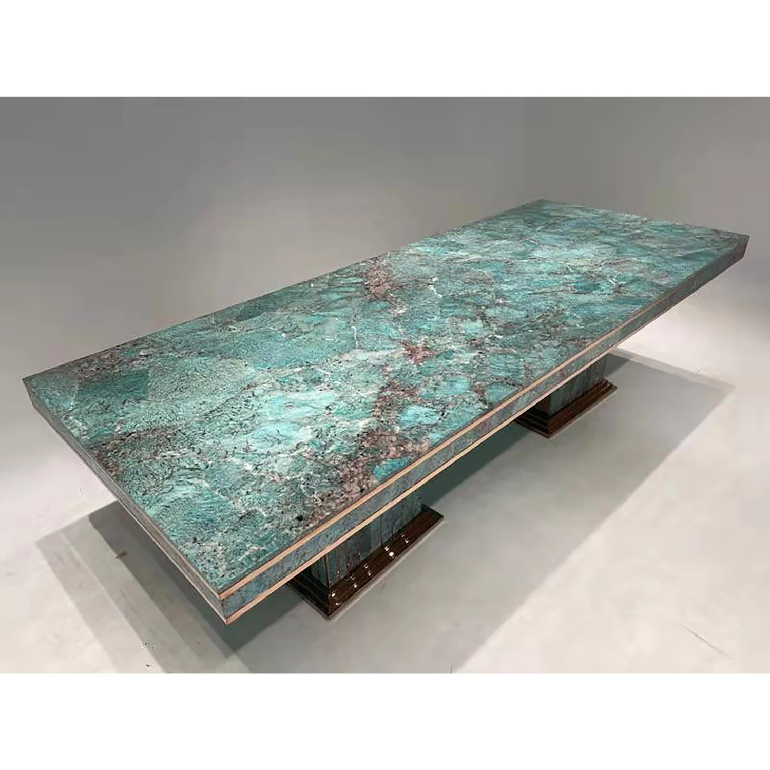 Luxury Brazil Green Natural Marble Top  For Dining Room Rectangular Dining Table