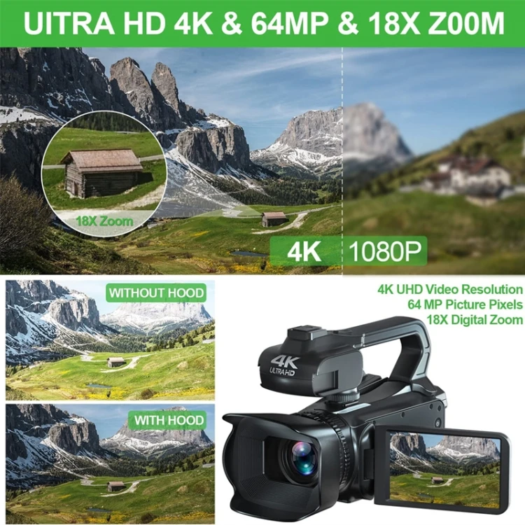 Высококачественная ручная Цифровая видеокамера KOMERY RX200 64MP 18X Zoom 4-inch 4K HD Video с