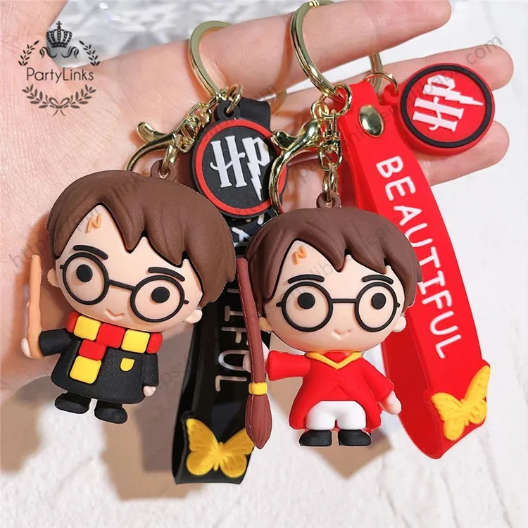 3D Harried Potter PVC Keychain Toy Hermione Granger Malfoy Ron Dobby Voldemort Toy Figures Party Key Rings Kids Gifts Toys