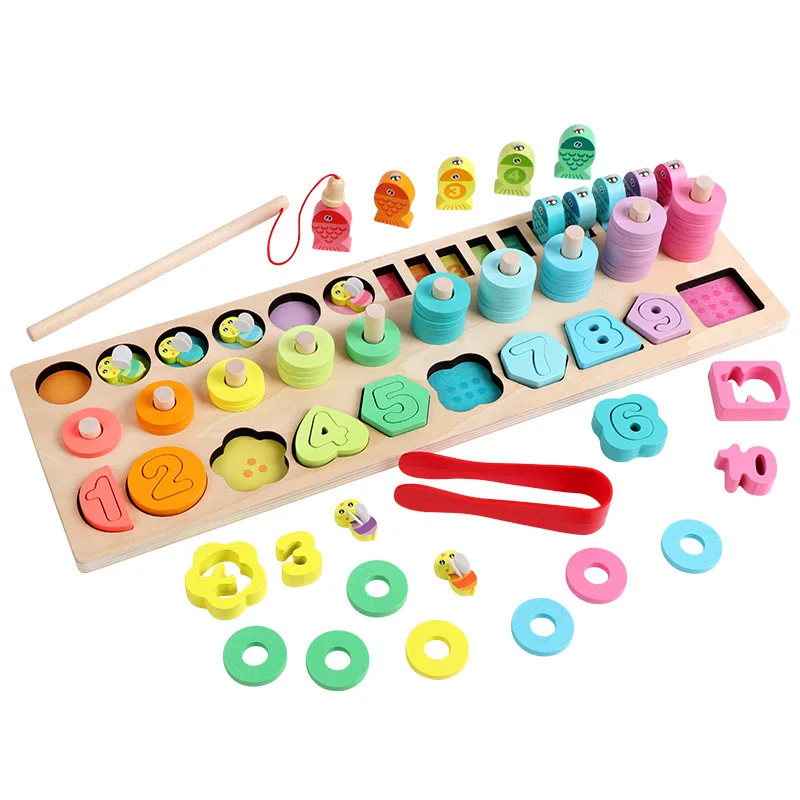 
Wooden Magnetic Fishing Math Game Montessori Learning Toys Fine Motor Skills Color Sorting Wooden Magnetic Fishing Game Toys 