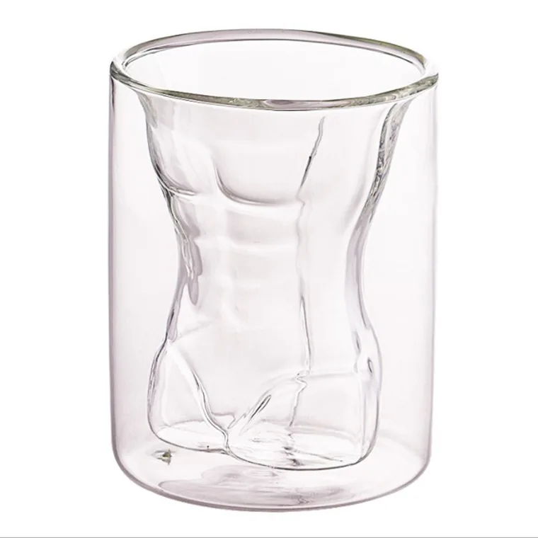 Sexy Woman Body Shape Wine Glass Creative Double Layer Glass