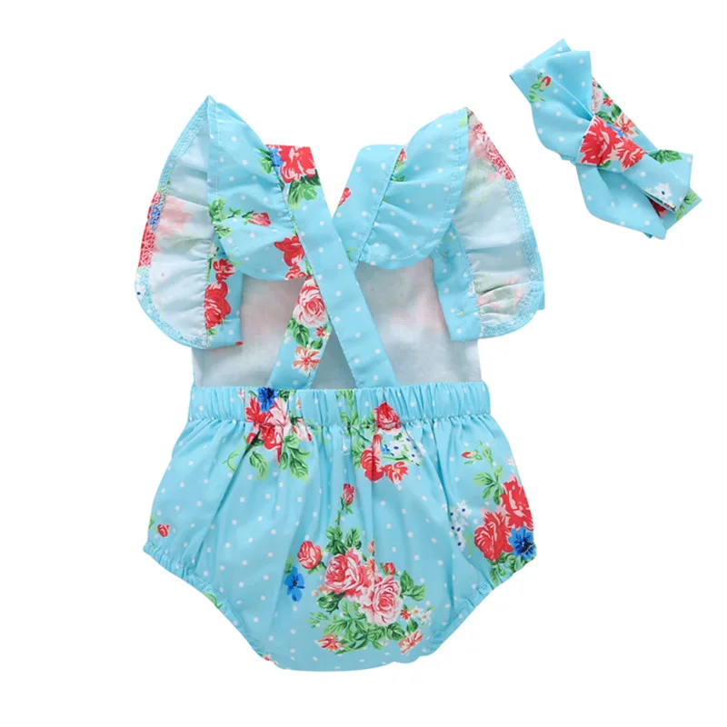
Wholesale backless onesie infant summer cute boutique bodysuit baby girl clothes short sleeve newborn floral romper 
