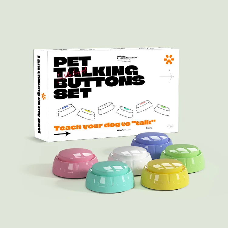 New Design 6pcs Per Box Recording Dog Talking Buzzers Dog Buttons for Communication Pet Training