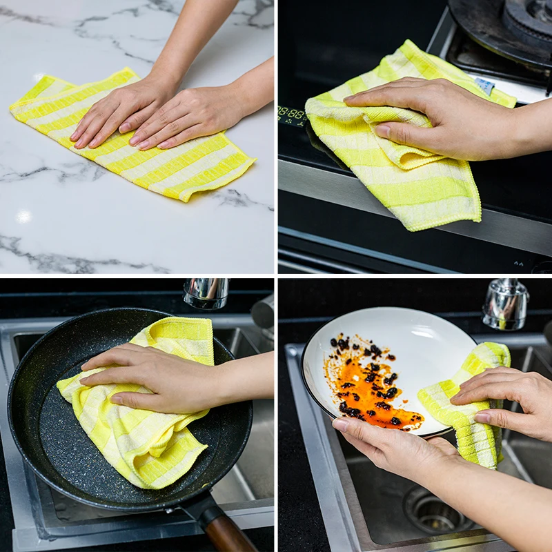 Factory Wholesale kitchen cleaning towel tea dish cloth Absorbent bamboo fiber cleaning cloths microfiber cleaning cloth
