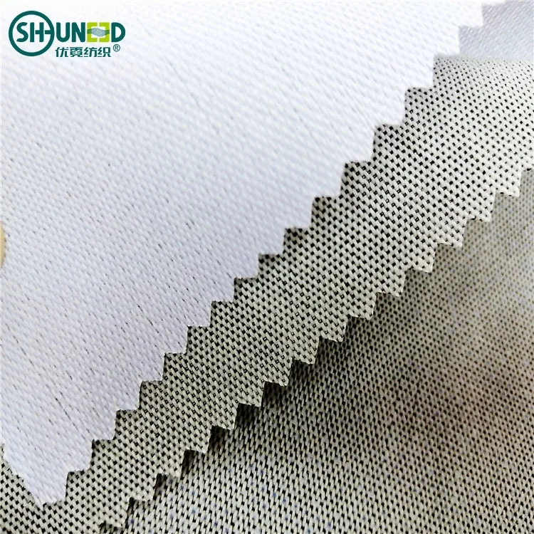 Eco-friendly 230gsm 3.5H Hand Feeling Cap Interlining Cotton Nylon Fusing Garment Woven Rolls for Caps