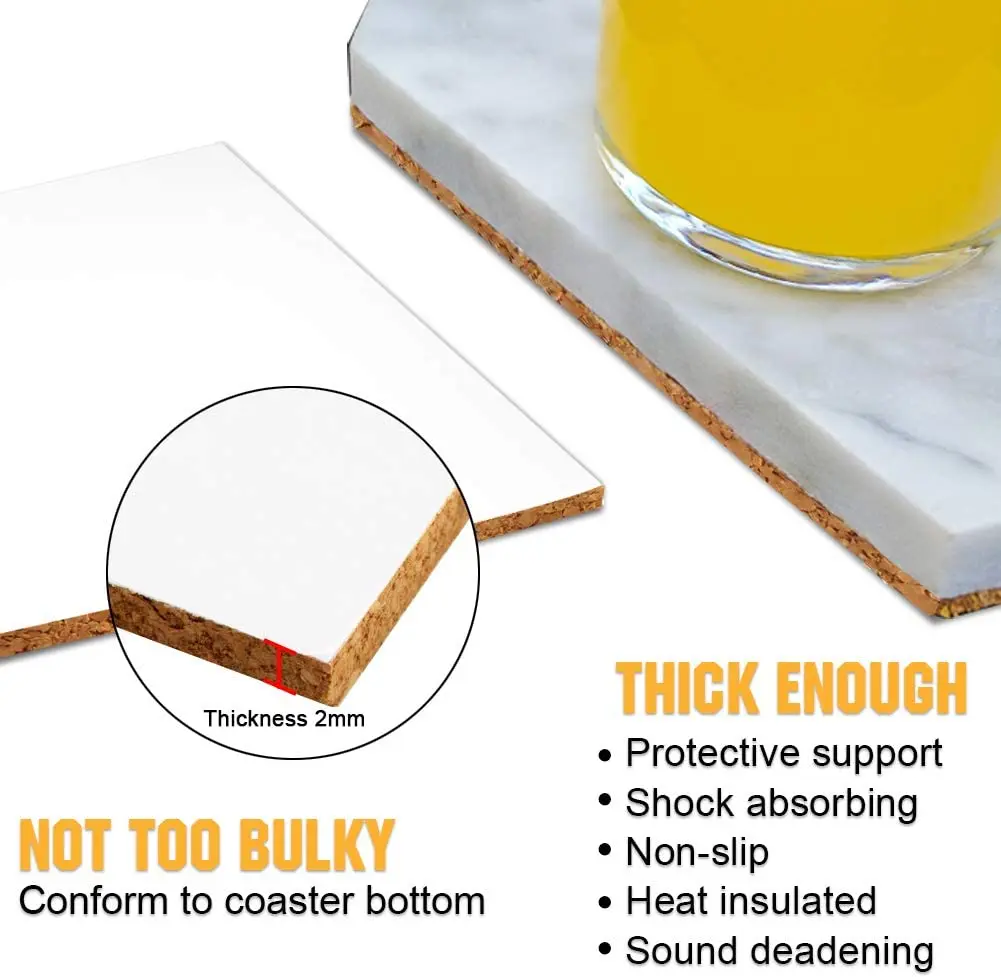 4 Inch Self Adhesive Cork Squares Cork Stick Sheets for Coasters and DIY Crafts Board Backing Sheets Mini Wall Soft Wood Tile