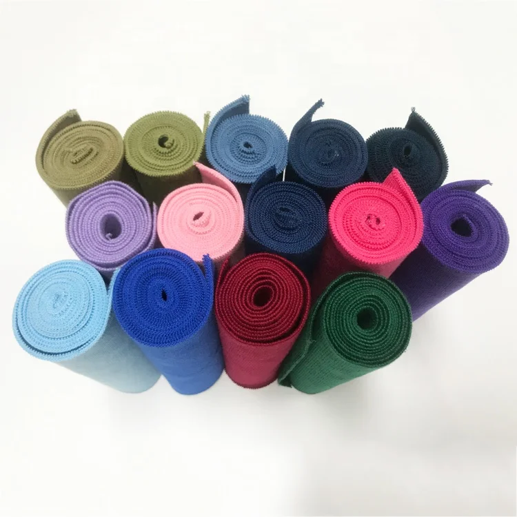 
High Stretch Multicolor Cotton Thin Plain Knitted Ribbed Cuffs And Hem For Jacket 