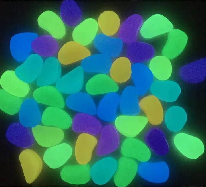 environmental blue colored photoluminescence glow in the dark luminous sand stone pebbles for home aquarium fish tank ornament