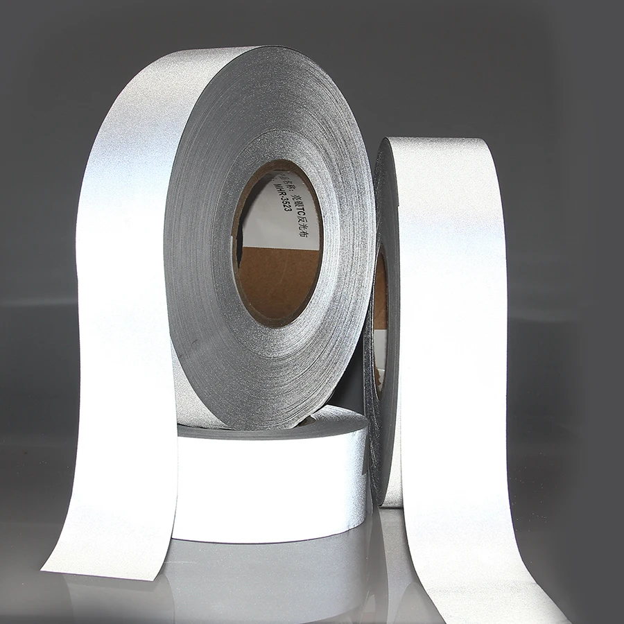 Silver TC Polyester and Cotton Reflective Fabric Reflective Tape For Clothing Sewing on High Visibility High Washable