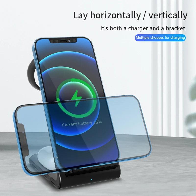 15W 3 in 1 Wireless Charging Portable Wireless Charger 10w qi 3 in 1 wireless  standyour hands 2021 new car phone bracket