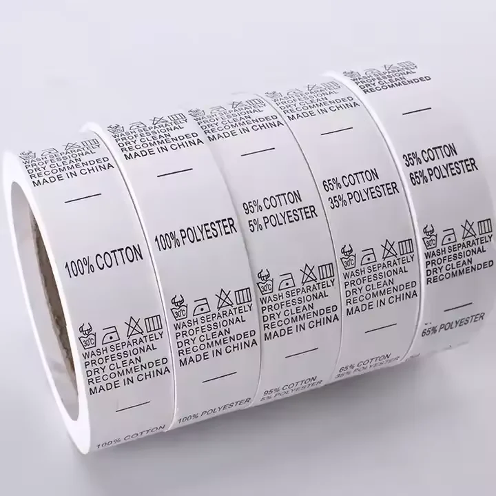 OEM/ODM Custom Logo Cotton Woven Polyester Fabric Custom Barcode Printing Washing Label For Baby Clothing