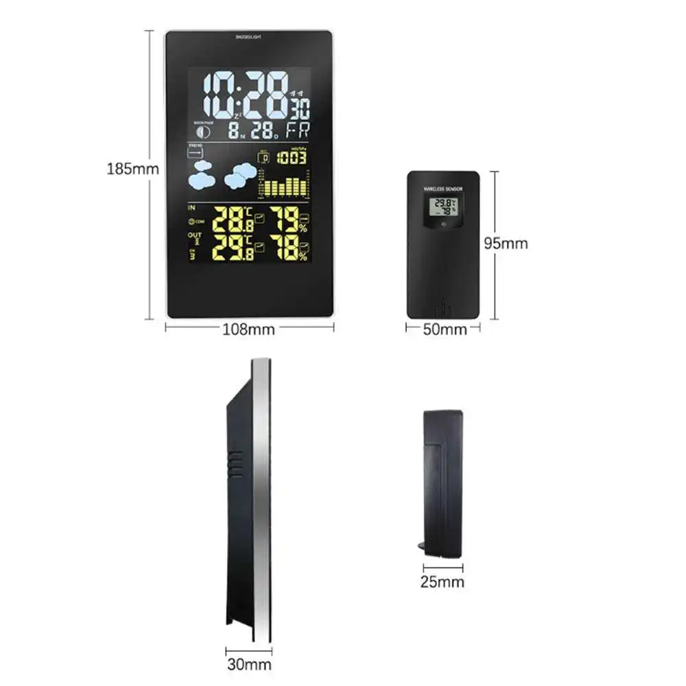 3in1 Weather Station with Outdoor Sensor Wireless Weather Forecast Station with Atomic Clock Barometer Thermometer