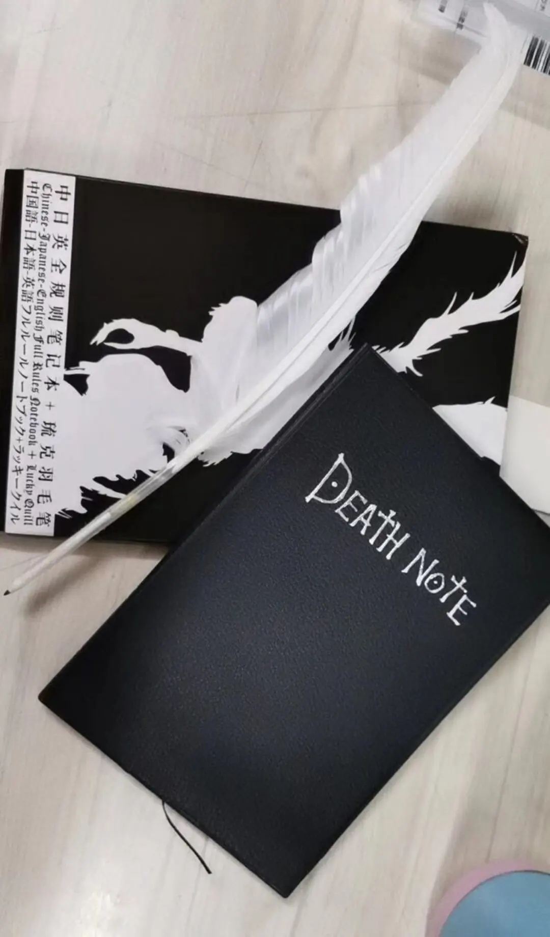 MB3 Anime Death Note Notebook Set Leather Journal and Necklace Feather Pen Animation Art Writing Journal Death Note Notepad
