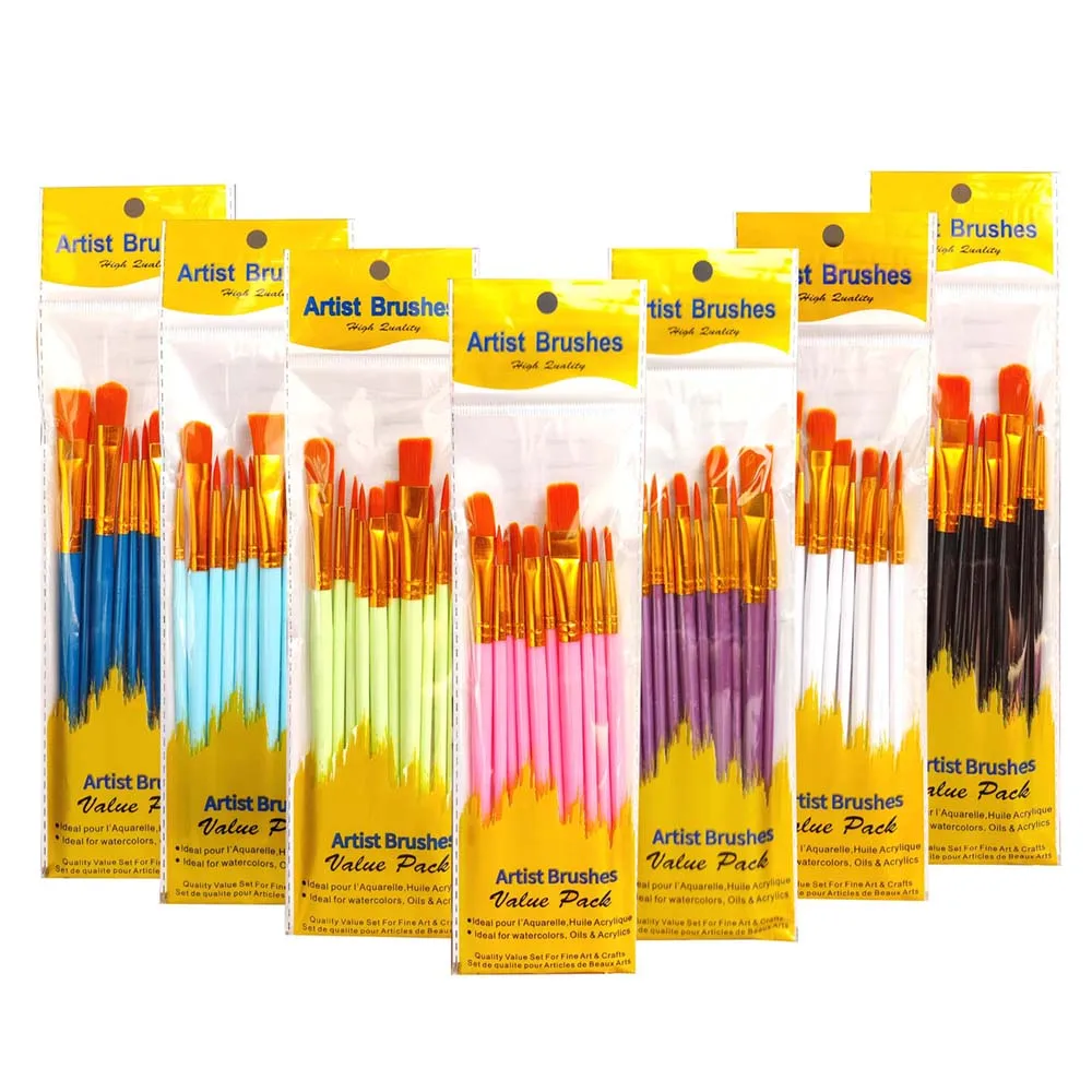 Paint Brush 10 Pcs Professional Factory Acrylic Watercolor Oil Gouache art supplies Nylon Paint Artist Brush Set