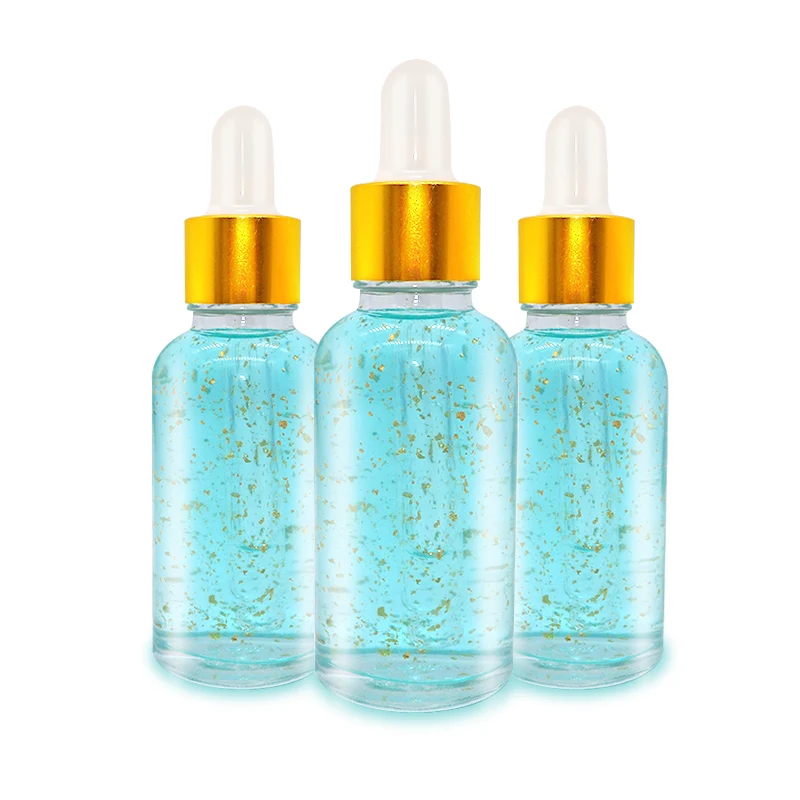 LYW Private Label Natrual 24K Gold Foil Serum Anti Aging Whitening Face Serum Skin Care Blue Copper Peptide Face Serum