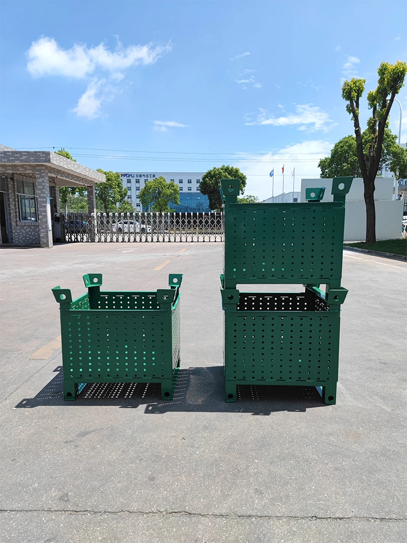 T1210L-14 Warehouse logistics folding storage corrosion resistant durable forklift two-way fork metal Pallet safety Stillage box