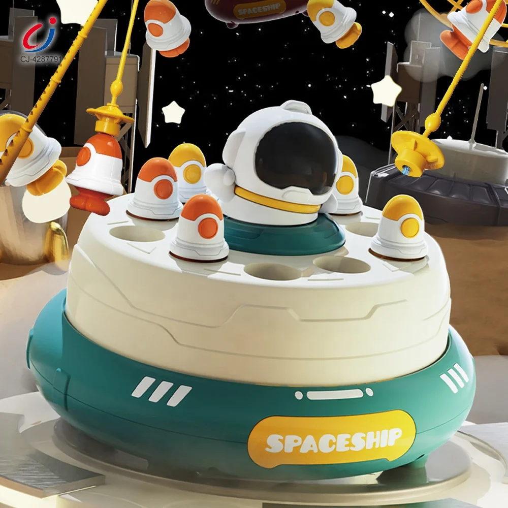 Chengji funny toy fishing games plastic kids educational 2 in 1 rocket launcher electric fishing board toy with music