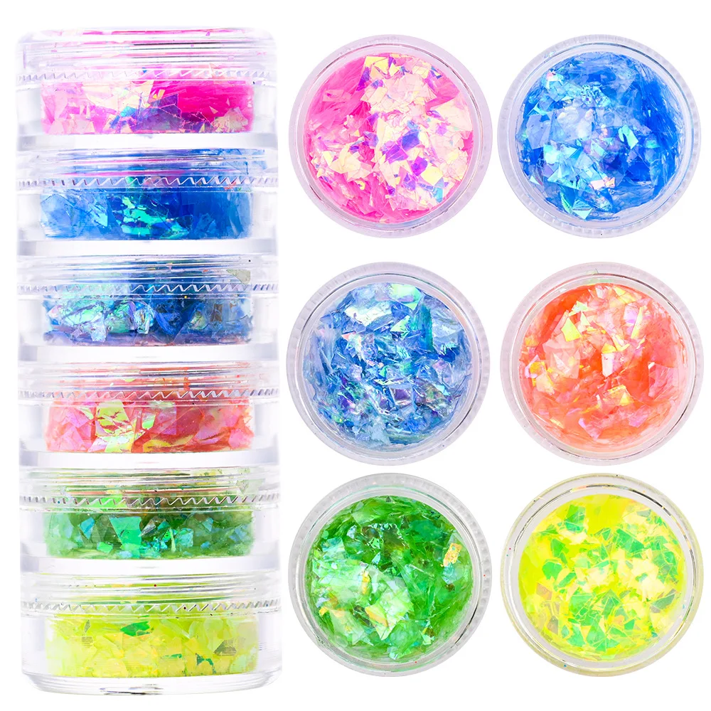 Qianya Neon Nail Powder Eyeshadow Dust Fluoren scence Effect Glitter Nail Pigment Chrome Dust Nail Glitter Decoration Eyeshadow