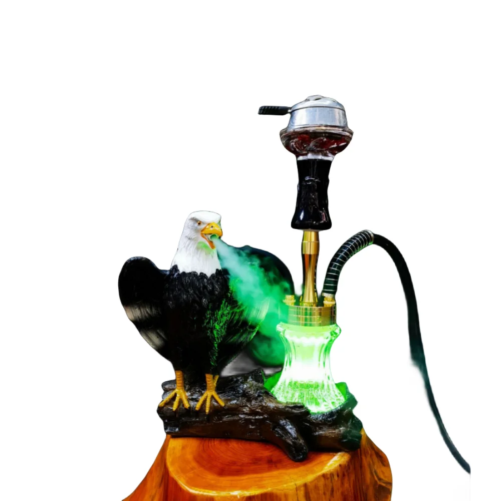 Animal Shape Design Wholesale 31CM Medium Size Resin Shisha Eagle Hookah Set Narghile with Led Light